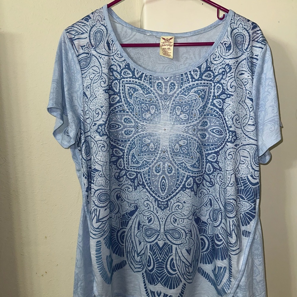 Faded Glory Blue Graphic Short Sleeve T-Shirt